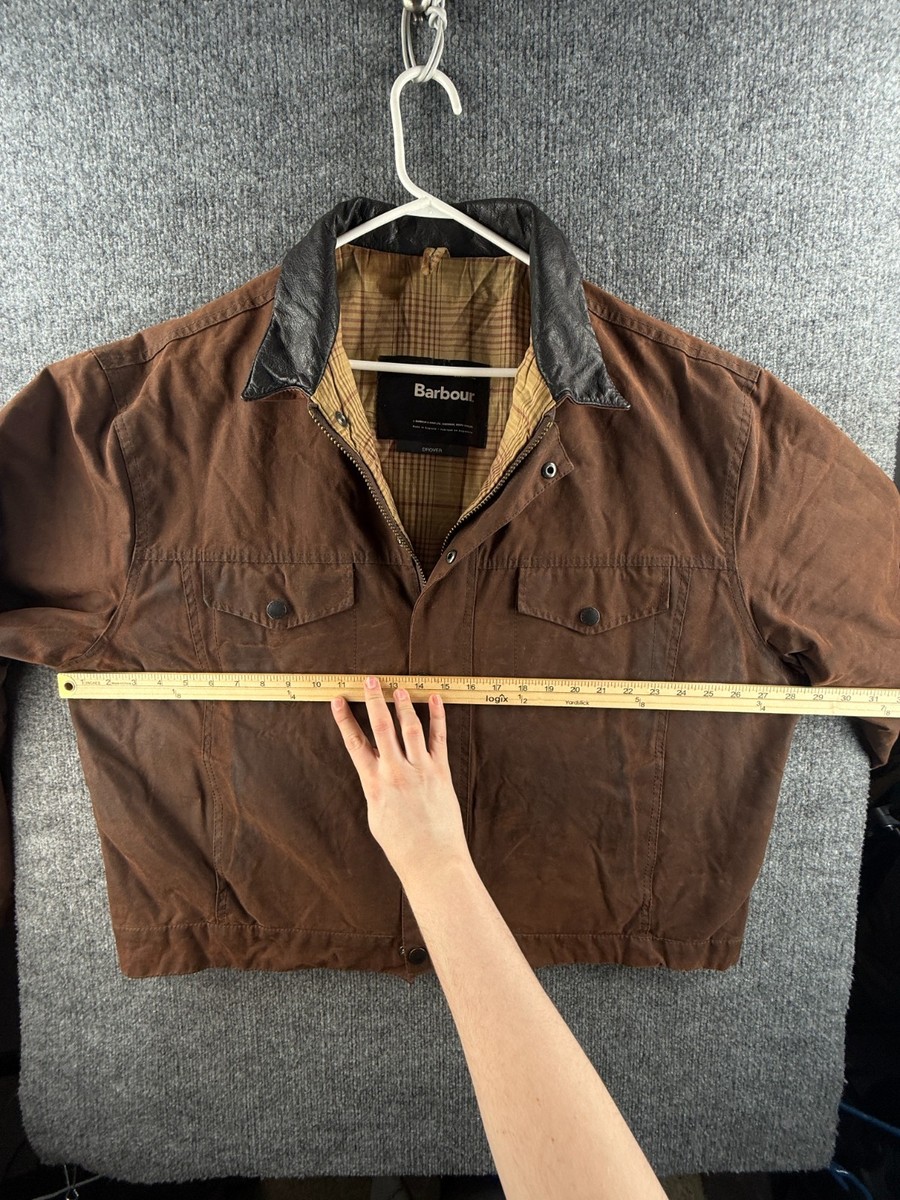 BarbourライダースジャケットXS Barbour Drovers A1557 Brown Red Leather Collar Waxed Riding Jacket