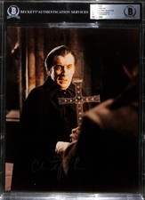 Christopher Lee Signed Dracula Photo 8x10 Beckett Slab Auto 10