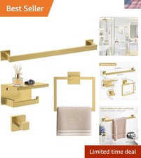 Space-Saving Brushed Gold Towel Bar Set - 24 Inch Wall-Mounted Convenience