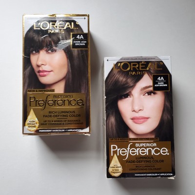 Lot Of 2 L'Oreal Paris 4A Dark Ash Brown Superior Preference Hair Color Dye *