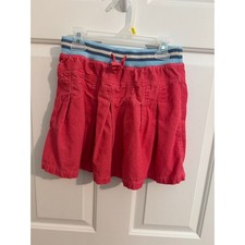 Mini Boden Corduroy Pleated Skirt Pink Pull On Drawstring 9-10Y