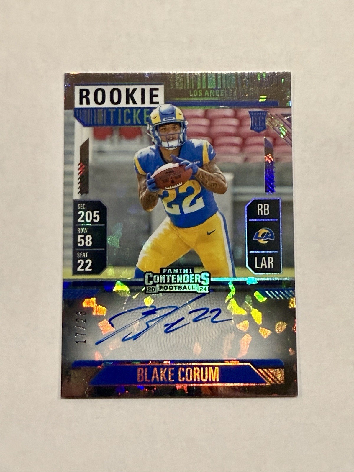 2024 Panini Contenders - Rookie Ticket RPS Blake Corum Cracked Ice Ticket /23