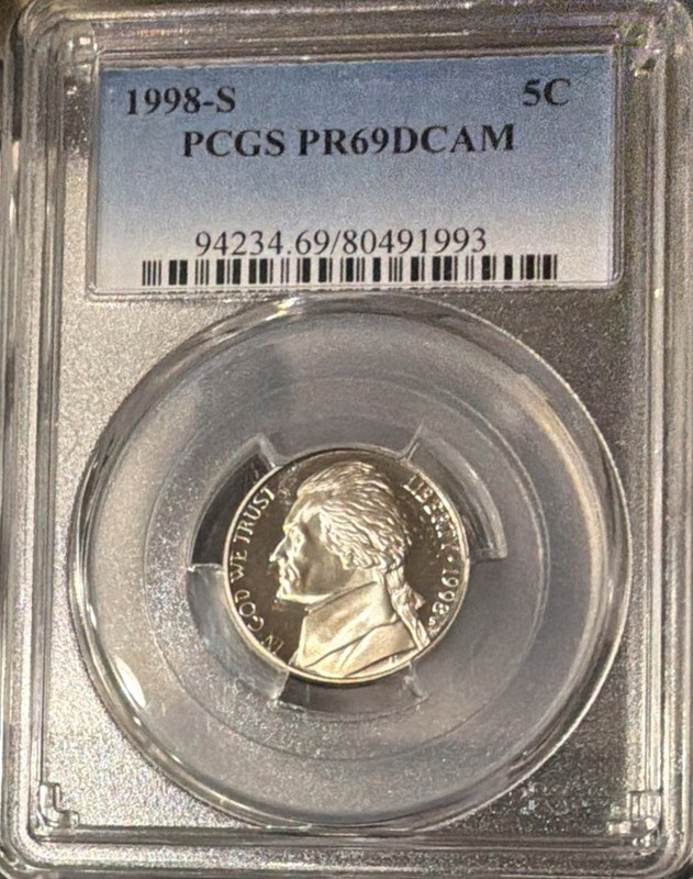 1998-S 5C Jefferson Nickel Proof PCGS PR69DCAM