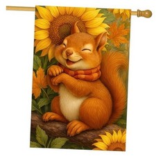 Thanksgiving Fall Garden Flag 12x18 Inch Welcome Squirrel Flag Double Sided