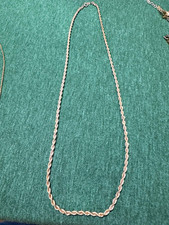 Silver Tone Rope Chain Necklace Metal Spring Ring Clasp No Stone Silver Tone Rope Chain Necklace Metal Spring Ring Clasp No Stone
