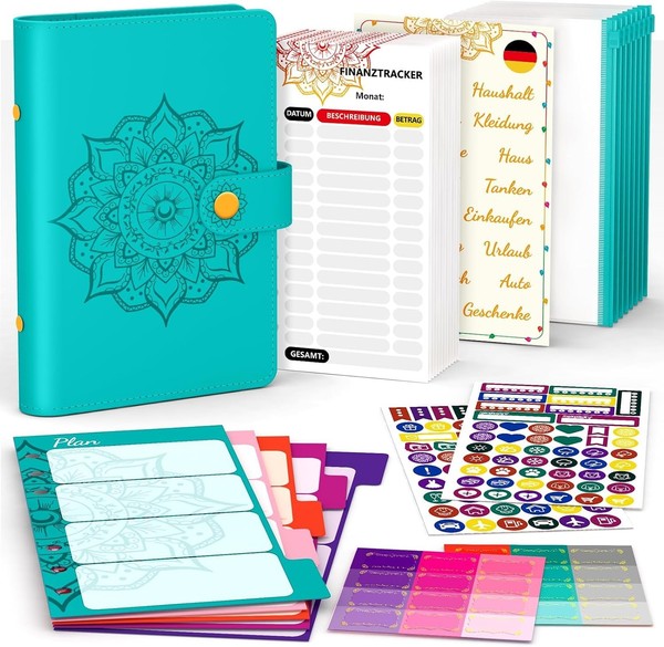 Budget Planner A6 Finanzplaner Haushaltsbuch Sparbuch Geld Organizer TüRkis-image