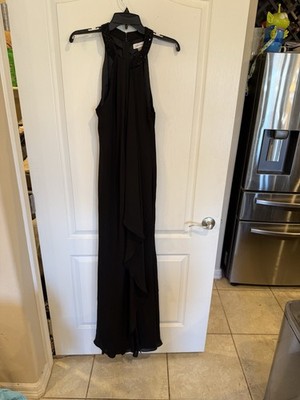 Calvin Klein Women's Black beaded Halter Neck Gown with Draped Ruffle Front  sz 8 | eBay