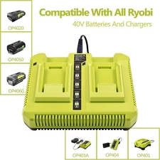 OP401 40V Dual Charger for Ryobi 40V 4.0Ah OP40404 OP4040 Battery Rapid Charger