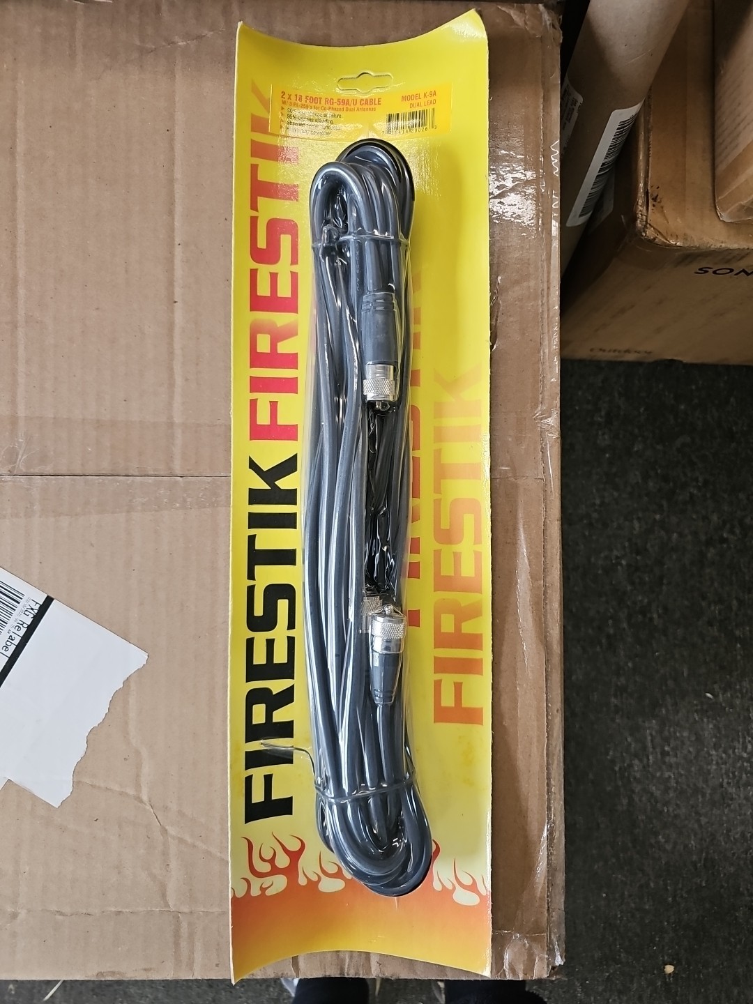 Firestik 18' Dual Lead Coax with 3- PL-259 Connectors - K-9A. American company