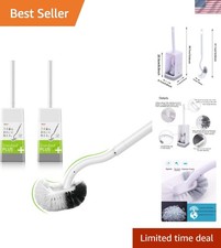 Durable Curved Toilet Brush Holder Set - Space-Saving Bathroom Essential