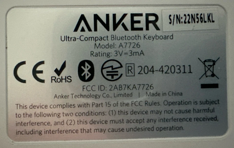 Anker Ultra Compact Slim Profile Bluetooth Keyboard, Silver Lightweight  - Image 3 of 3