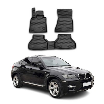 OMAC Floor Mats Liner for BMW X6 E71 E72 2008-2014 Rubber TPE Black 4Pcs