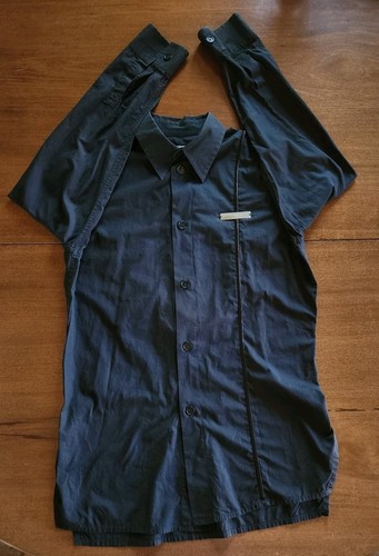Dirk Bikkembergs, Dirk Bikkembergs Men's Black Designer Shirt Made in Italy 100% Cotton Vintage