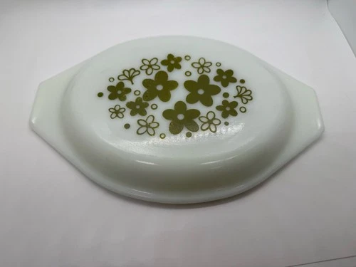 Vintage Pyrex Casserole Dish Crazy Daisy Lid Only Spring Blossom Green VTG 1970s
