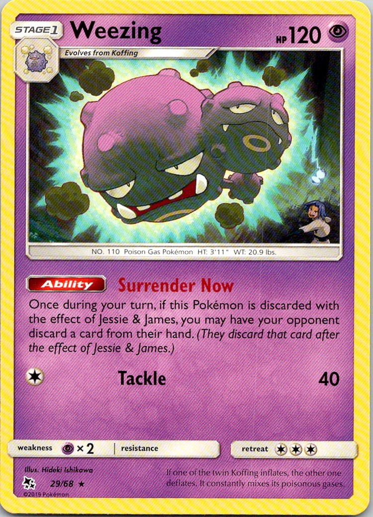 WEEZING 29/68 RARE HIDDEN FATES POKEMON LP