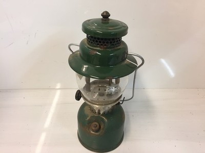 Vintage Coleman 242C Lantern Green Painted Fount & Vent Single Mantle Patina