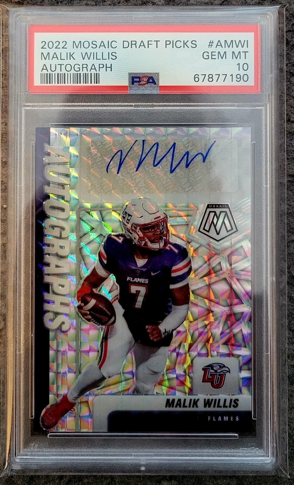 Malik Willis Panini Mosaic Draft Picks Autographs #AMWI Base
