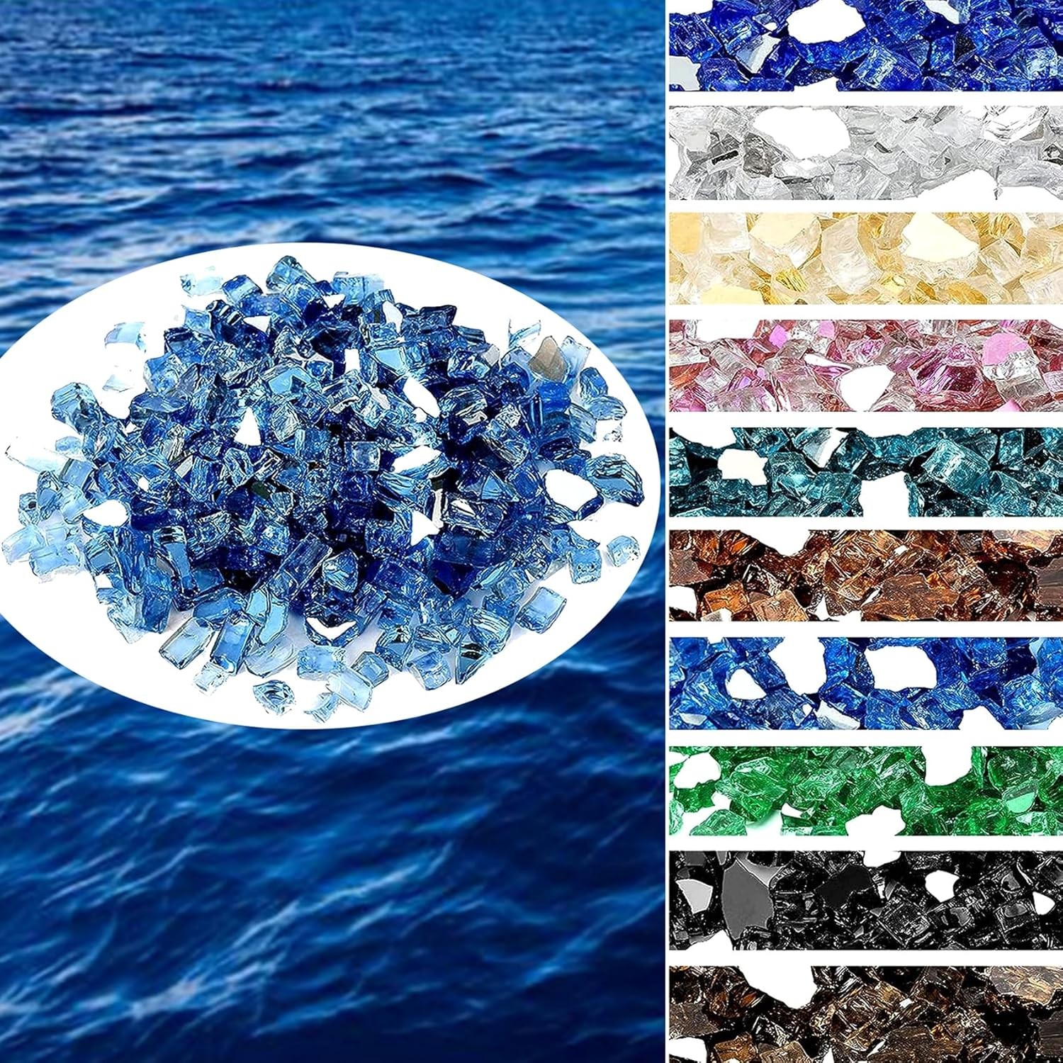 Onlyfire 10 pounds Fire Glass for Propane Fire Pit and Gas Fireplace, 1/4 Inch R