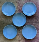 5 Blue Luncheon Plates Town And Country Eva Zeisel Red Wing Pottery