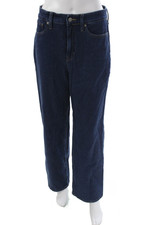 J Crew Women Straight Jeans Blue Mid-Rise Button Cotton Size 30