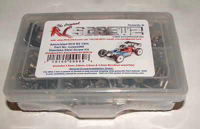 ASSOCIATED RC8 B3 1/8TH RC SCREWZ SCREW SET STAINLESS STEEL ASS069