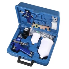 2HVLP Air Spray Gun Kit w/ Case Auto Paint Car Primer Detail Basecoat Clearcoat