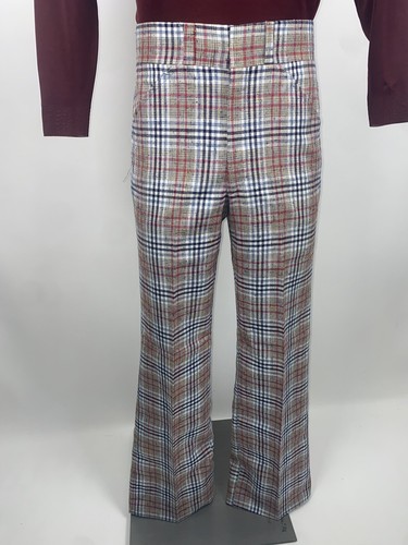Vintage Asher Pants Mens 33 33 Wool Plaid Old Man Golf Dress Disco Vtg 60s 70s - Picture 10 of 14