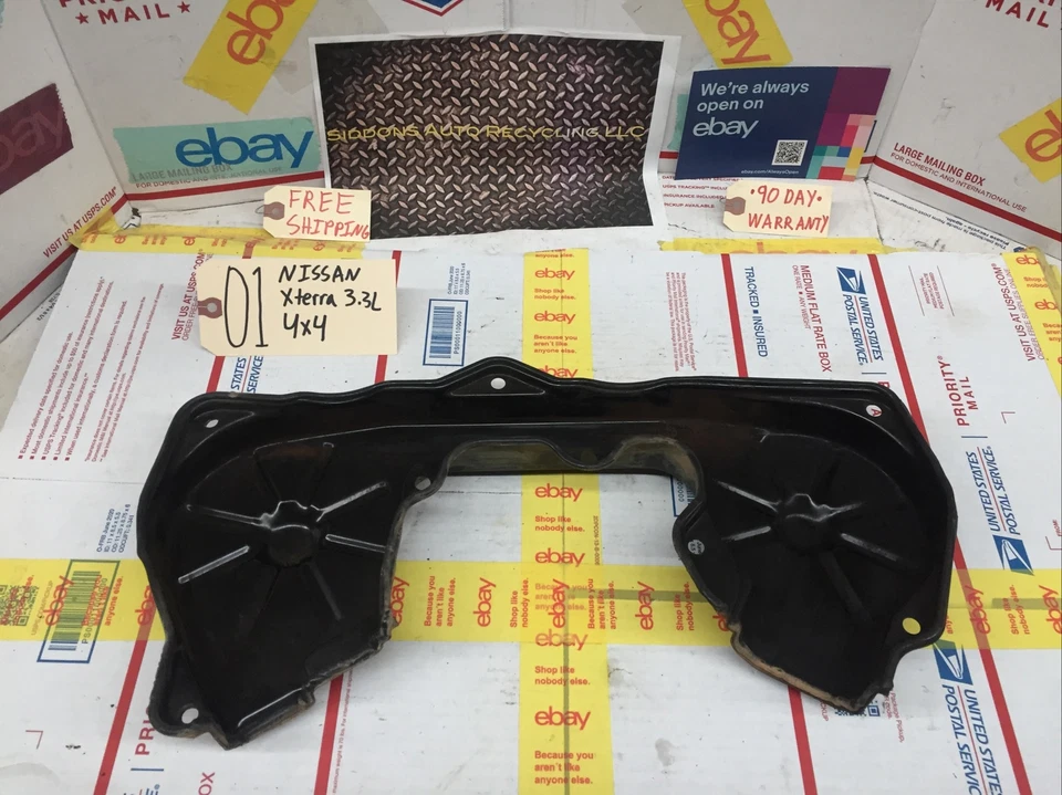 00-04 NISSAN XTERRA 3.3L ENGINE FRONT UPPER METAL COVER CAMSHAFT GEAR CAM GUARD  - Image 3 of 4