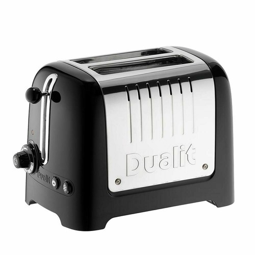 Dualit Lite Two Slot Toaster 2 Slice Black and Stainless Steel Finish
