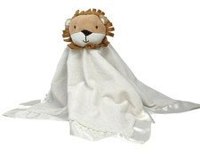 HALLMARK Lion White Lovey Velour Plush Security Blanket Satin Trim