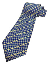 Vintage Necktie 1970's Swing Wide Neck Tie Stripe Geometric Blue Yellow