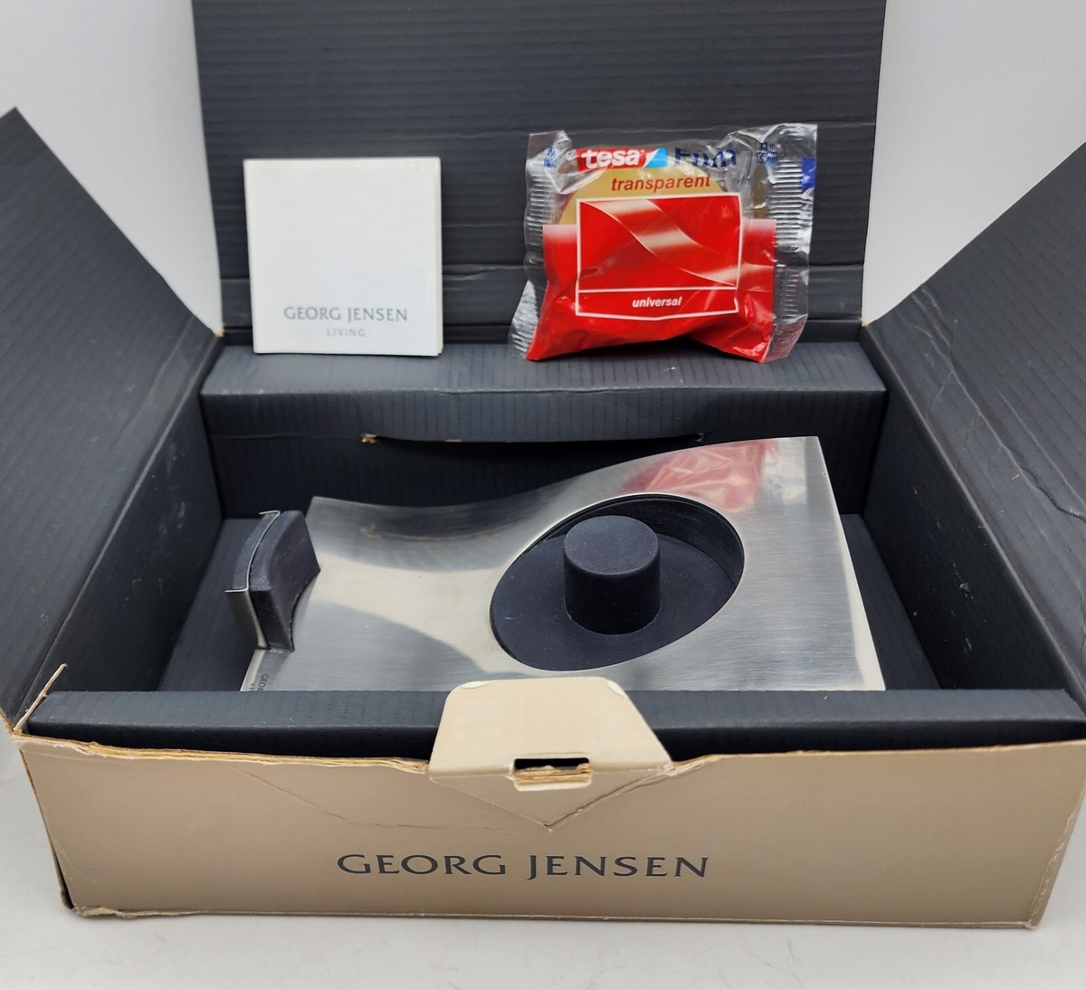 GEORG JENSEN Wave Tape Holder Stand Dispenser with Original Box
