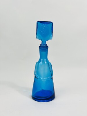 Vintage Eric Hoglund Kosta Boda Sweden Male Decanter Blue Glass W