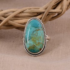 Kingman Turquoise Statement Ring For Unisex Sterling Silver Engagement Rings