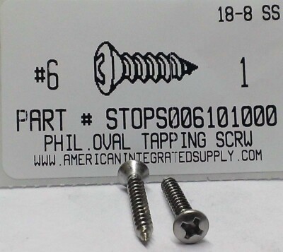 100 Viti Autofilettanti Acciaio Inox #6 X 1-1/4″ Testa Ovale Phillips – Fastenere