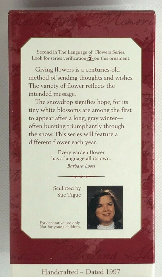 1997 Hallmark Keepsake Christmas Ornament Snowdrop Angel Language Of