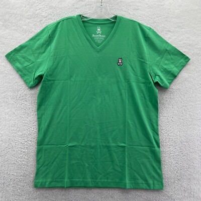 New Psycho Bunny Shirt Mens Large Green Classic Logo Top V Neck Preppy Tee B27