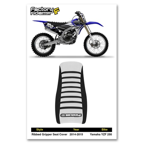 2014-2018 YAMAHA YZF 250 Seat Cover BLACK SIDES / WHITE TOP / BLACK RIBS #84 - Picture 2 of 7