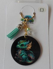 50mm Balck Acrylic Dragon Keyring + Tassel
