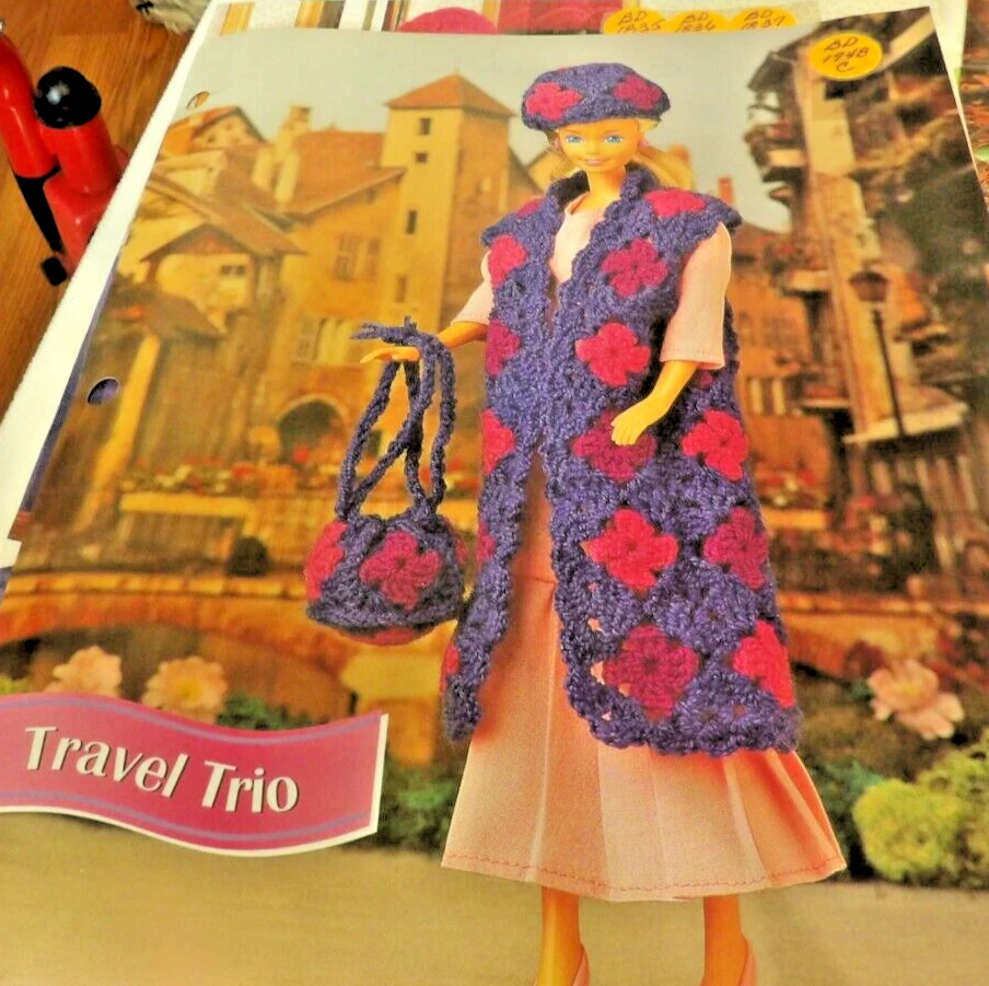4 Annie's Attic FASHION DOLL crochet- Shawls, dresses & scarfs, Vest & purse, (8 - Image 3 of 4