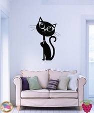 Wall Sticker Cat Kitty Black Pet Animal Cool Decor For Bedroom z1599