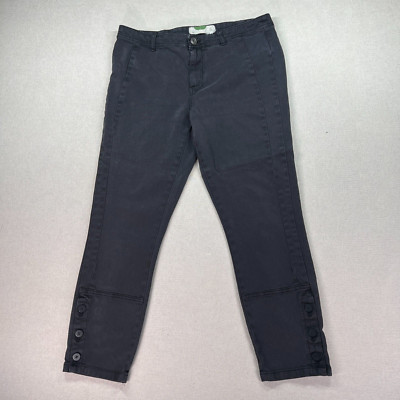 Anthropologie Twill Ankle Pants Size 31 (33x25) Grey Cotton Stretch Button Cuff