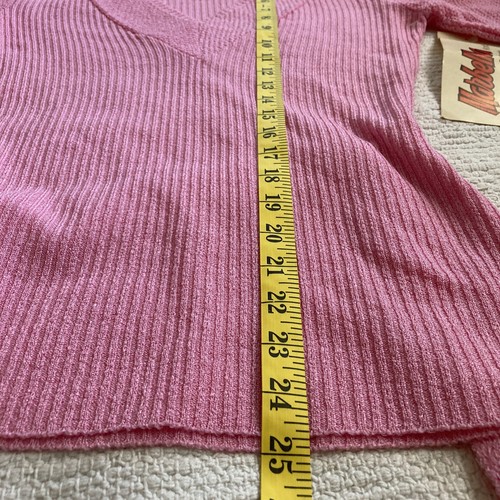Vintage 70s Marbella Knits Pink Ribbed Sweater Size M New - Picture 12 of 12