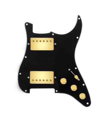 920D Hipster Heaven HH Blk/Gold Load Pickguard for Strat Cool Kid Humbucker 3way
