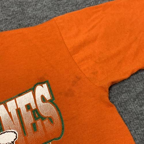 Vintage 80s University of Miami Hurricanes NCAA Orange Tee Youth Small - Picture 5 of 6