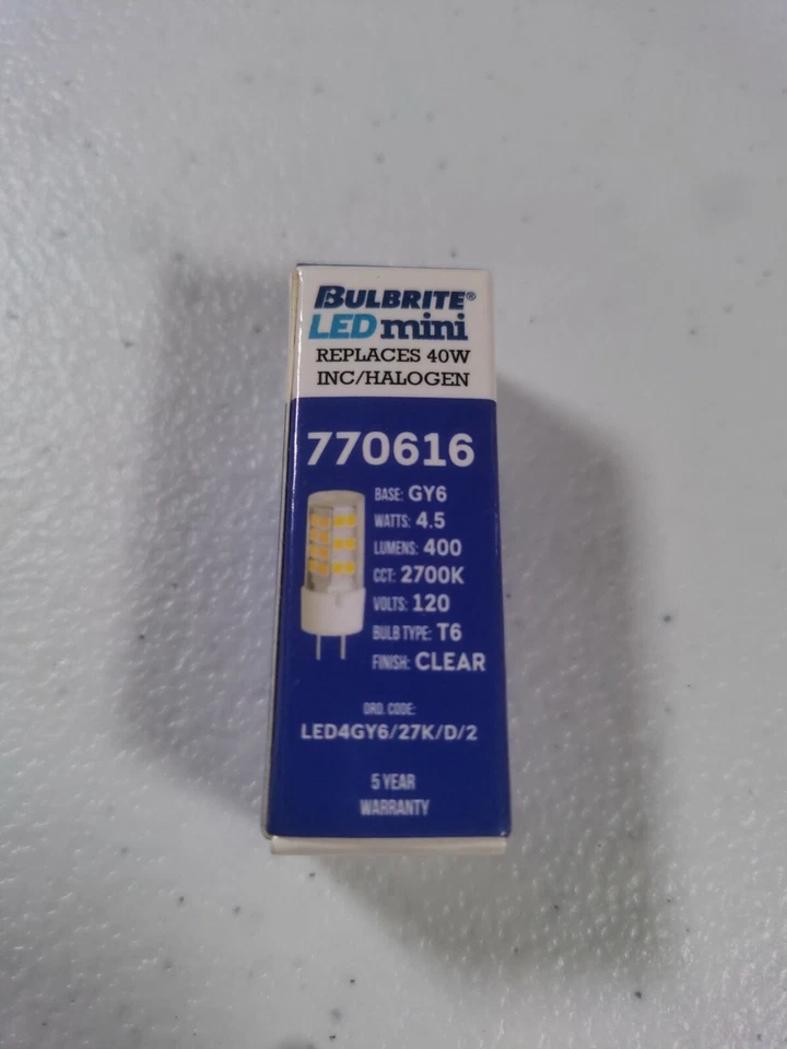 Bulbrite led mini 770616  LED4GY6/27K/D/2 T6 GY6 clear 400 lumen replaces 40w  - Image 3 of 4