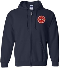 Chicago Fire Department Full Zip Hoodie with Stitched Maltese Cross