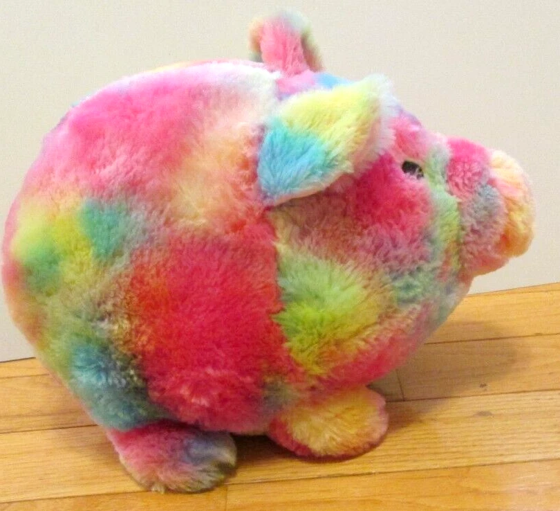 Jumbo plush piggy bank rainbow 2025