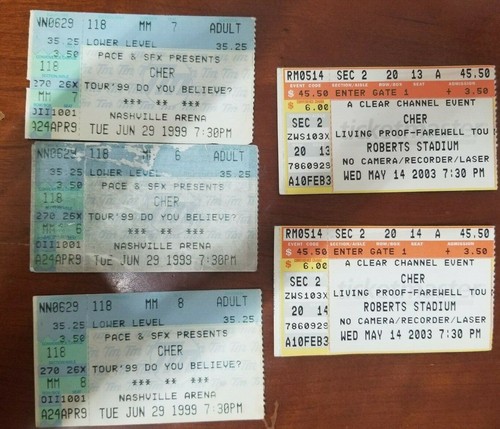 Cher Ticket Stubs - Lot of 7 - Picture 2 of 4