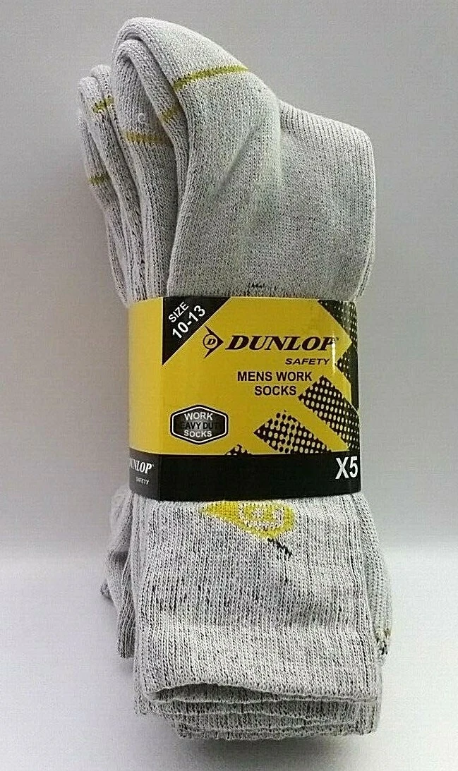 Men's (5 Pairs) Dunlop1595 Socks Hiking Work Walking Outdoor Sock Size 10-13
